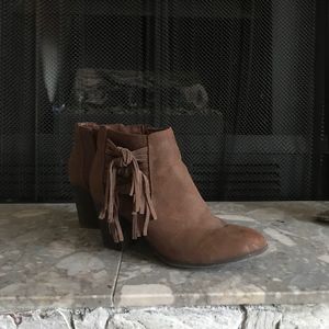 Brown ankle boots with chunky heel